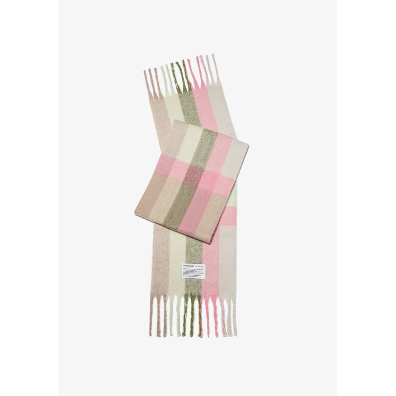 Nordic Bomb Plaid Scarf Green/ Coral