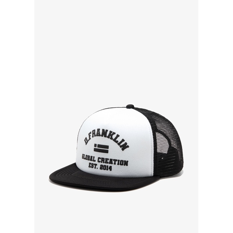 Puff Print Trucker Cap Black-White