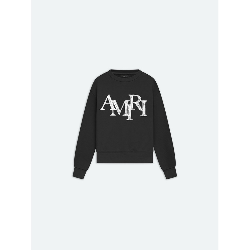 KIDS –  STAGGERED SCRIBBLE CREWNECK – Black