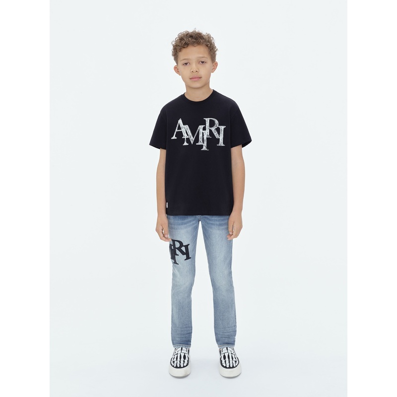 KIDS –  STAGGERED SCRIBBLE TEE – Black