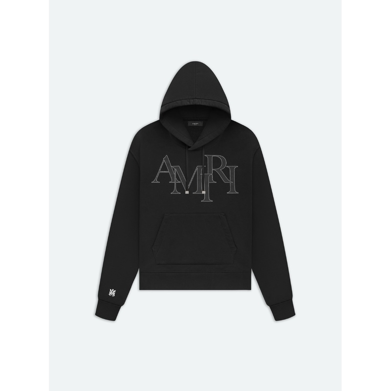 STAGGERED LOGO HOODIE – Black