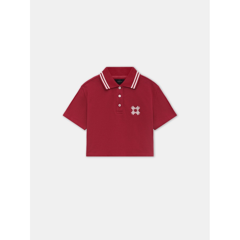 WOMEN – WOMEN’S MA QUAD CROPPED POLO – Deep Red