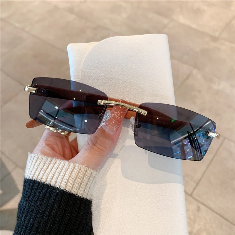 Luxury Rimless Retro Brand Sunglasses For Unisex-