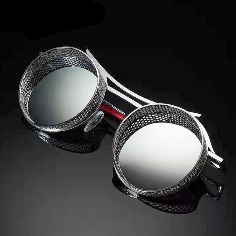 Vintage Retro Round Steampunk Sunglasses With Metal Frame-