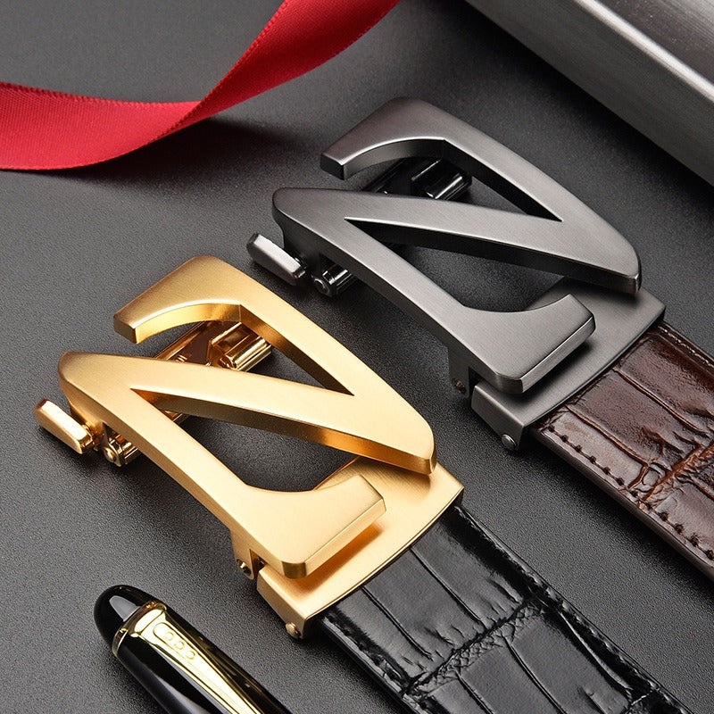 2022 New High Grade Men’s Letter Embossing Automatic Buckle Belt –