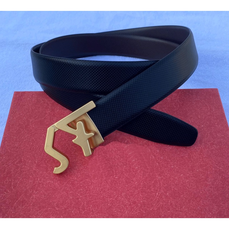 SF Letter Leather Strap Belt With Pressing Buckle-