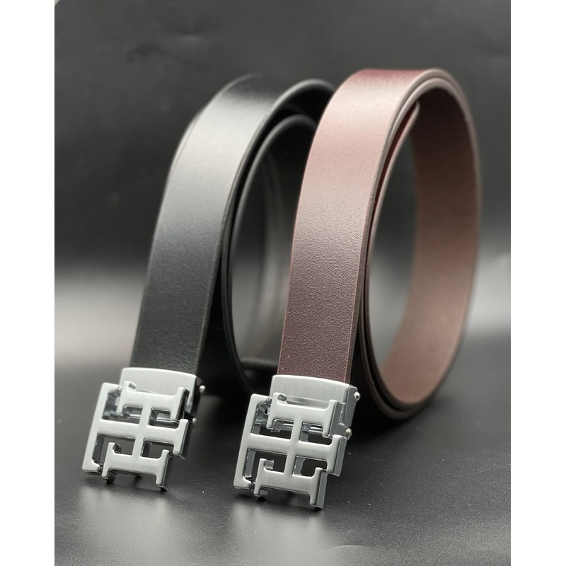Stylish TH Pattern Buckle Leather Strap Belt For Men’s-