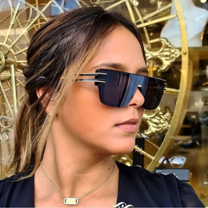 Vintage Rimless Big Frame Sunglasses For Unisex-