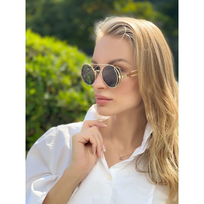 2020 Fashion Luxury Brand Retro Round Steampunk Sunglasses For Men And Women-