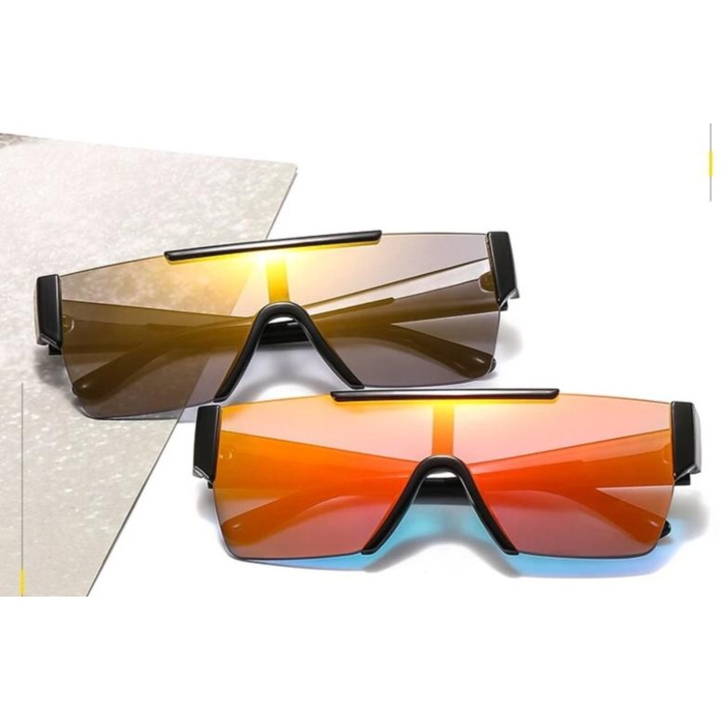 Stylish Oversized Rimless One Piece Square Sunglasses For Men And Women-