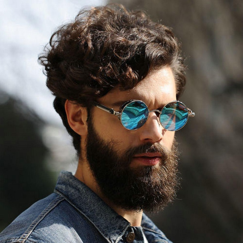 Vintage Retro Polarized Round Steampunk Sunglasses –