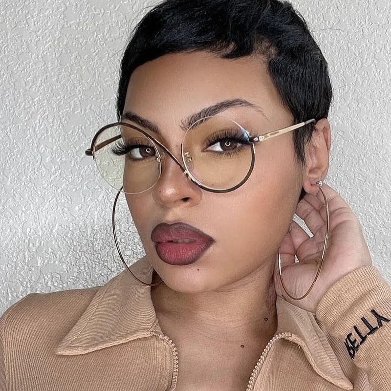 New Circular Shape Metal Half-Frame Optical Anti-Blue Glasses –