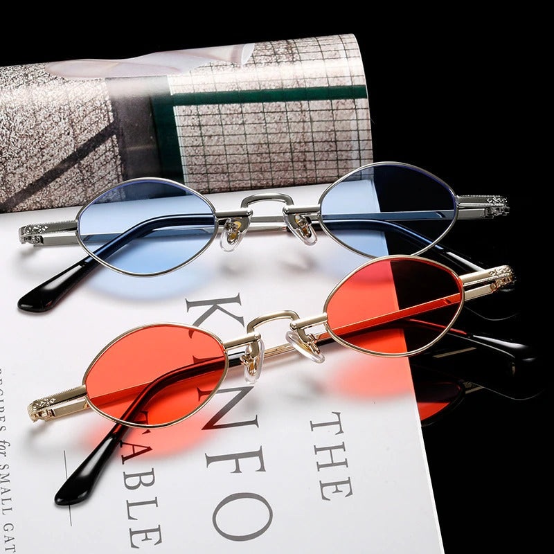 Small Oval Metal Frame Trendy Sunglasses For Men And Women-